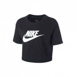 Nike T-Shirt Crop Logo Nero Donna