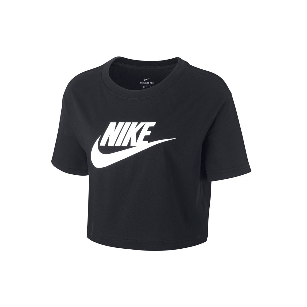 Nike T-Shirt Crop Logo Nero Donna L