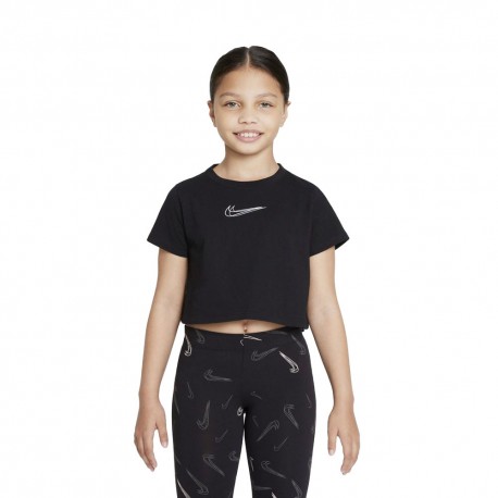 Nike T-Shirt Crop Nero Bambina