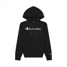 Champion Felpa Con Cappuccio Bianca Logo Nero Donna