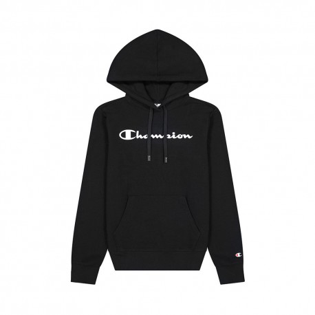 Champion Felpa Con Cappuccio Bianca Logo Nero Donna