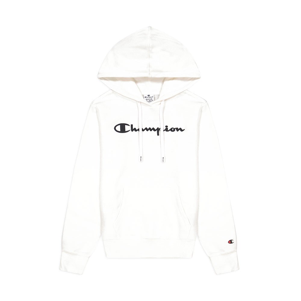 Image of Champion Felpa Con Cappuccio Logo Bianco Donna M