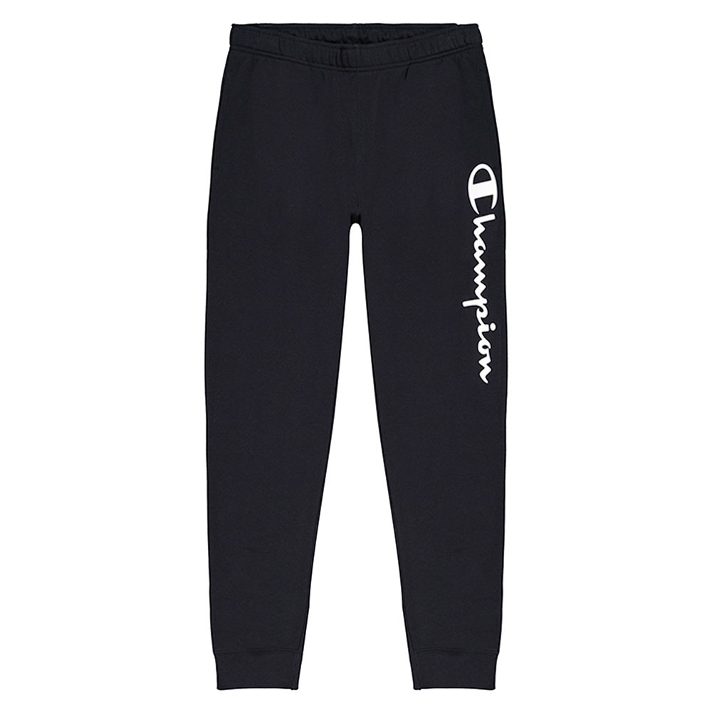 Champion Pantaloni Con Polsino Logo Bianco Nero Uomo L