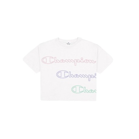 Champion Cropped T-Shirt Multilogo Bianco Donna