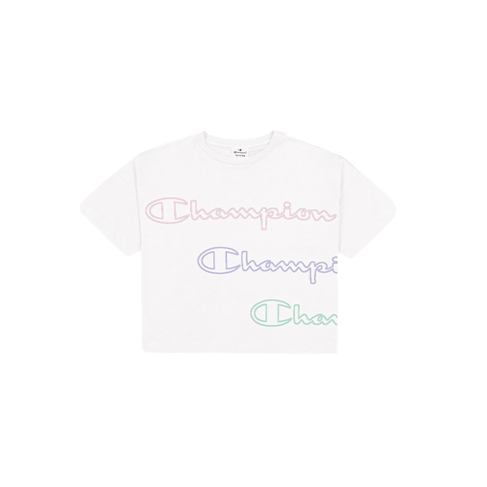 Champion Cropped T-Shirt Multilogo Bianco Donna M