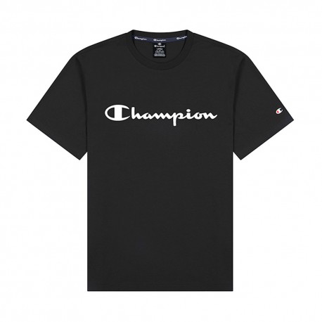 Champion T-Shirt Logo Bianco Manica Nero Uomo