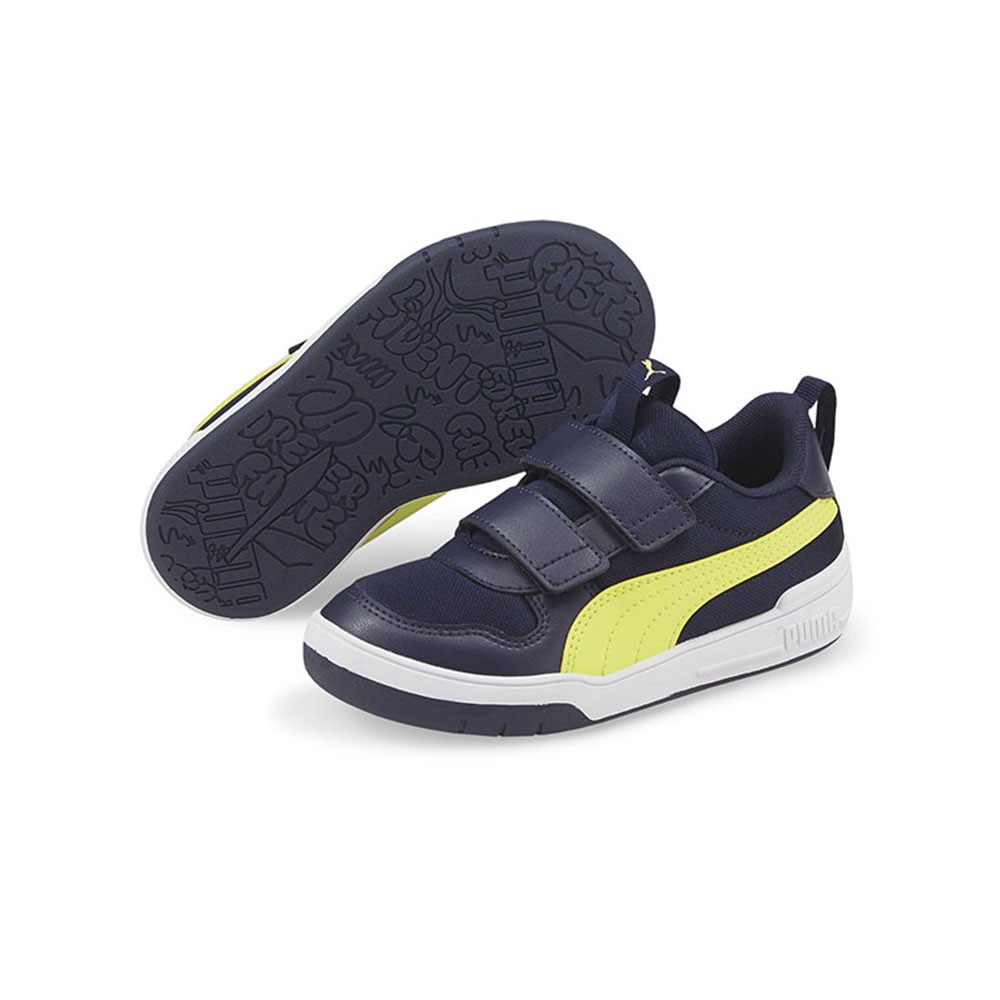 Puma Multiflex Mesh Ps Blu Giallo - Scarpe Ginnastica Bambino EUR 34 / UK 1.5