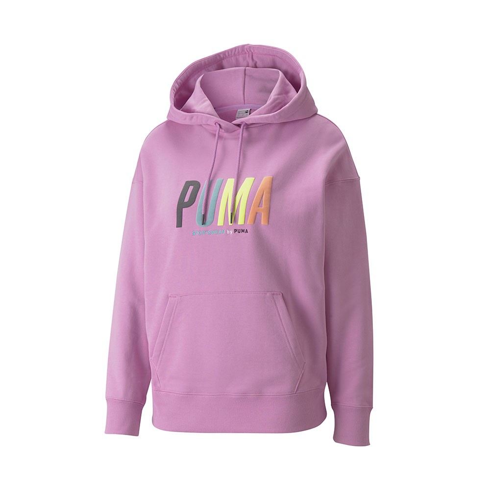 Puma Felpa Con Cappuccio Logo Fuxia Donna XS