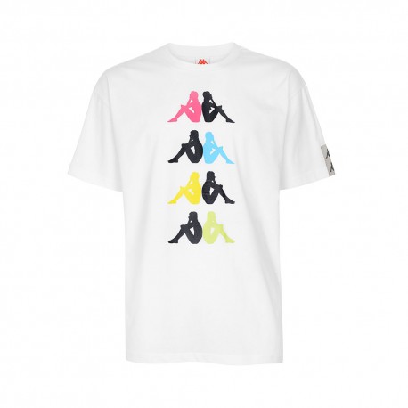 Kappa T-Shirt Multilogo Bianco Uomo