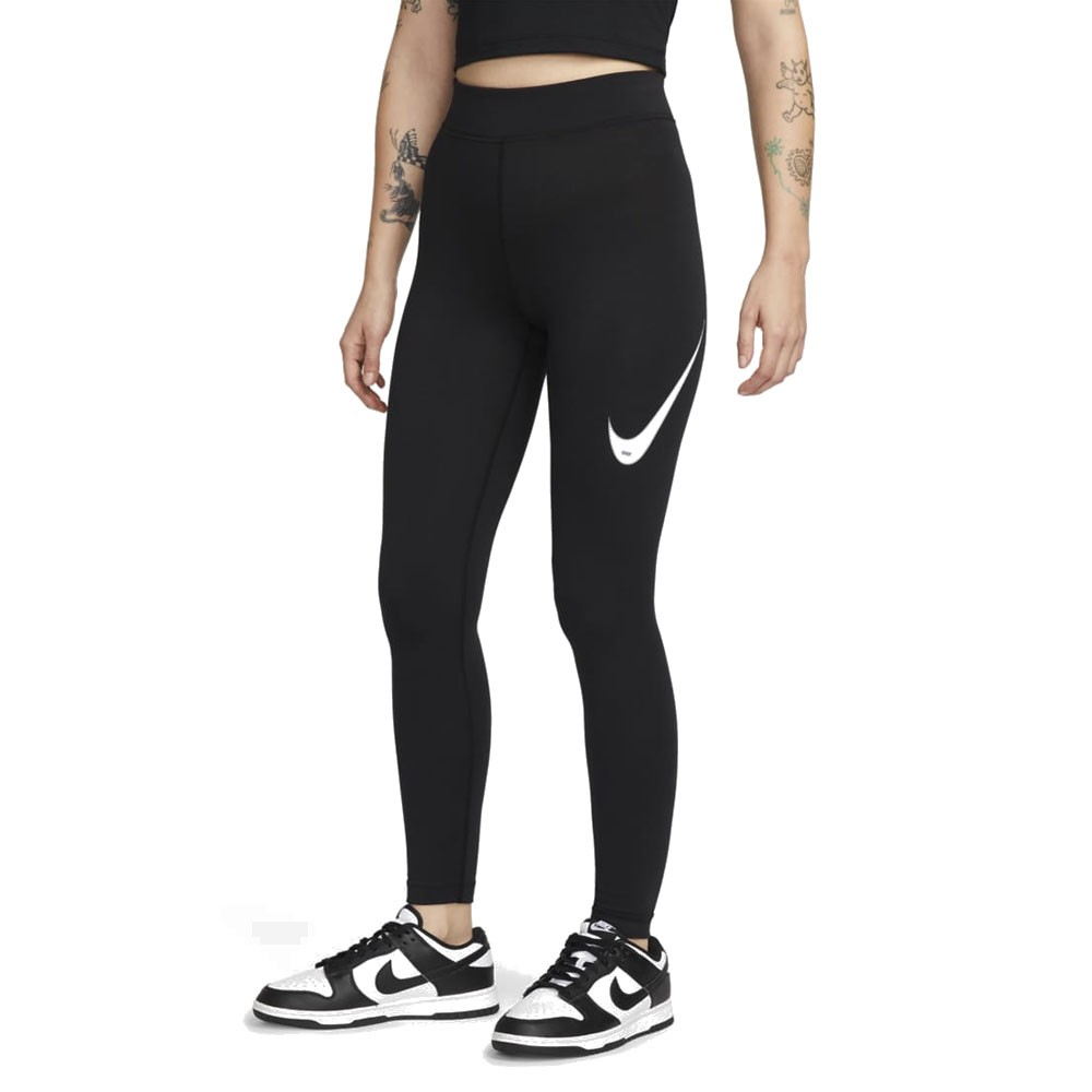 Image of Nike Leggings Swoosh Nero Bianco Donna XS
