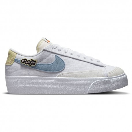 Nike Blazer Low Platform Next Bianco Azzurro - Sneakers Donna