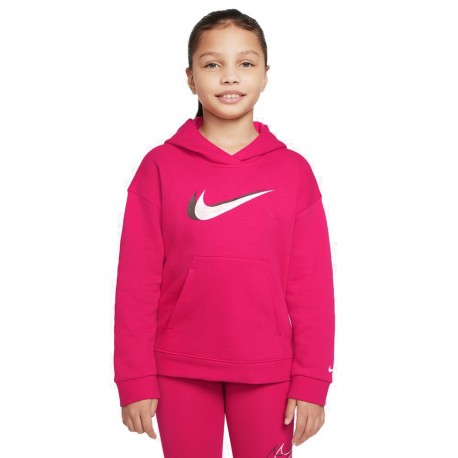 Nike Felpa Con Cappuccio Logo Fuxia Bambina