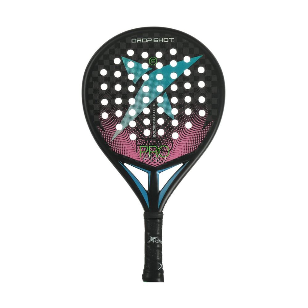 drop shot dropshot explorer pro soft 1.0 nero azzurro - racchetta padel uomo tu donna