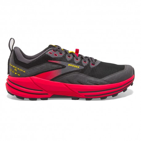 Brooks Cascadia 16 Nero Rosso Giallo - Scarpe Trail Running Uomo