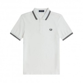 Fred Perry Polo Collo Bordino Bianco Uomo