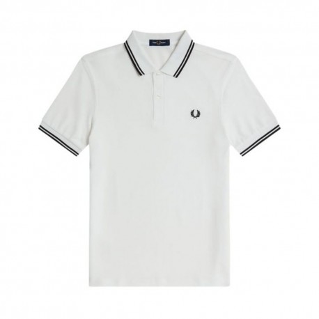 Fred Perry Polo Collo Bordino Bianco Uomo