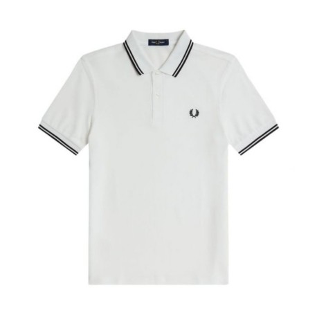 Fred Perry Polo Collo Bordino Bianco Uomo