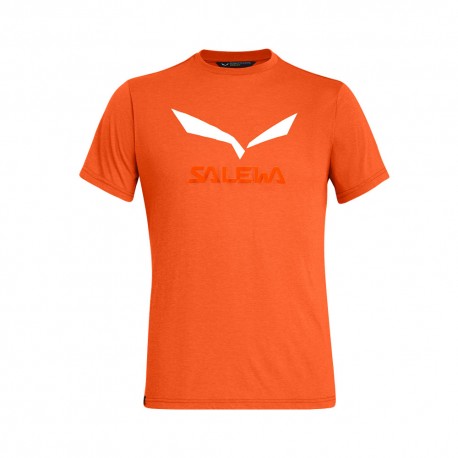 Salewa T-Shirt Solidlogo Dry Rosso Arancio Melange Uomo