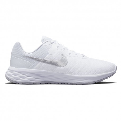 Nike Revolution 6 Bianco Metallic Argento - Scarpe Running Donna