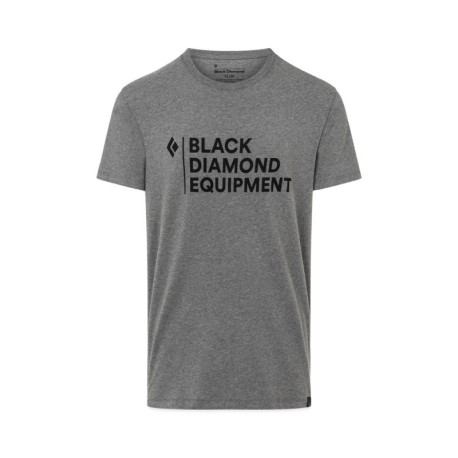Black Diamond T-Shirt Stacked Logo Charcoal Heather Uomo