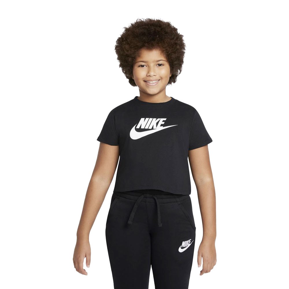Nike T-Shirt Crop Nero Logo Ragazza M