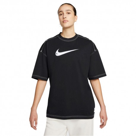 Nike T-Shirt Logo Nero Bianco Donna