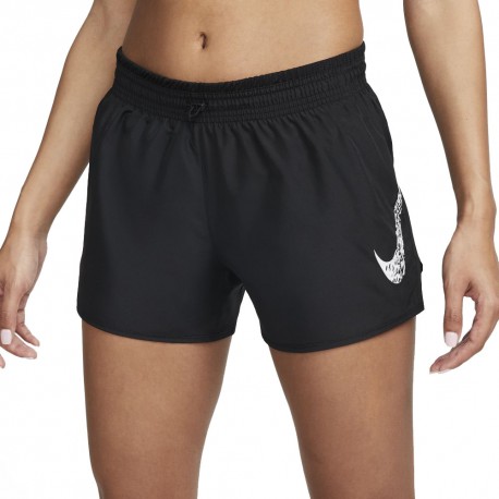 Nike Pantaloncini Running Swoosh Nero Bianco Donna