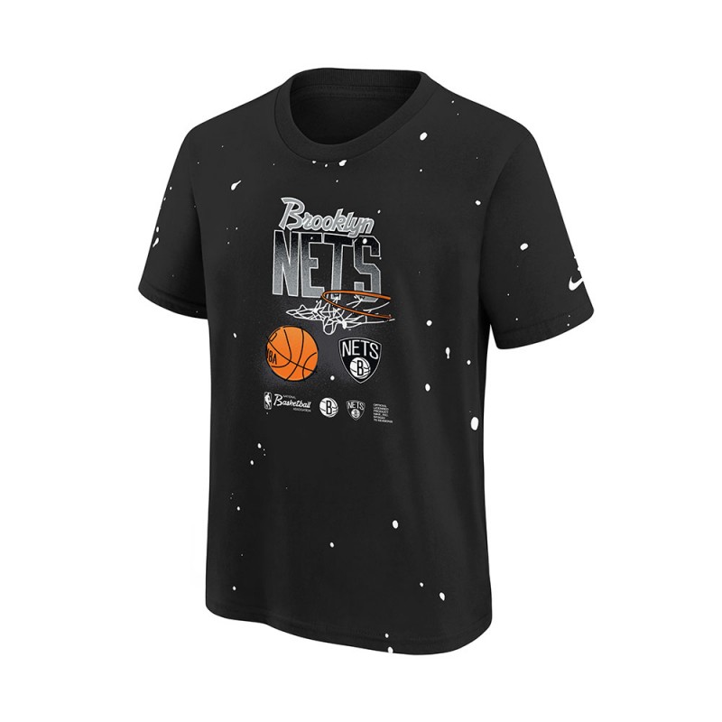 Nike Maglia Basket Nba Splatter Nets Nero Bianco Bambino