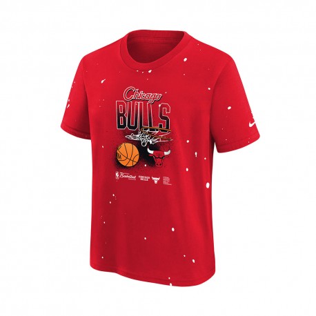 Nike Maglia Basket Nba Splatter Bulls Rosso Nero Bambino
