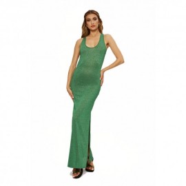 4Giveness Abito Da Spiaggia Lungo Lurex Verde Donna