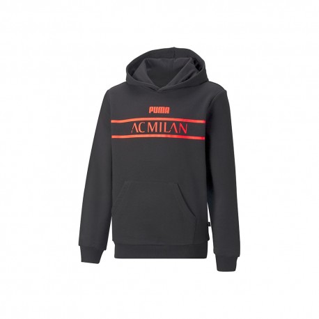 Puma Felpa Calcio Cappuccio Ac Milan Nero Rosso