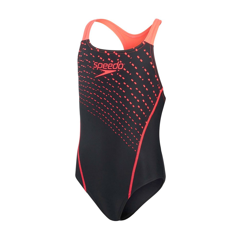 Speedo Costume Intero Piscina Medley Logo Nero Rosa Bambina 11-12 Anni