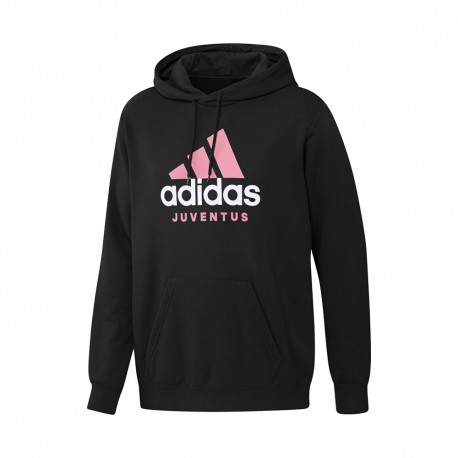 ADIDAS Felpa Calcio Juve Con Cappuccio Dna Gr Nero Bianco Uomo