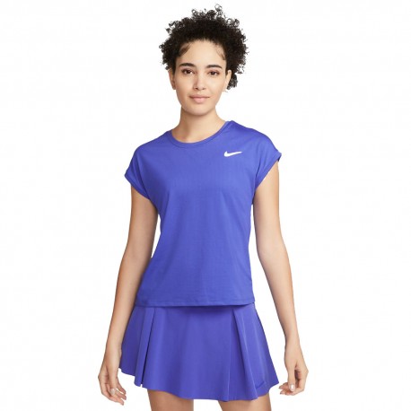 Nike Maglia Tennis Victory Top Blu Bianco Donna