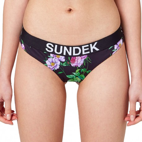 Sundek Costume Slip Fiori Nero Bambina