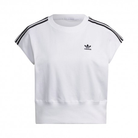 ADIDAS Originals Top Girocollo Tristripe Bianco Donna