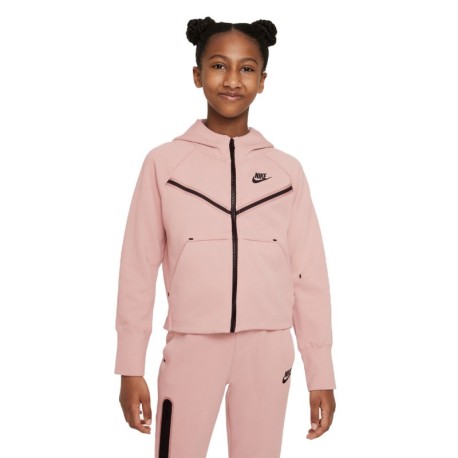 Nike Felpa Palestra Con Zip E Cappuccio Tech Fleece Rosa Bambina