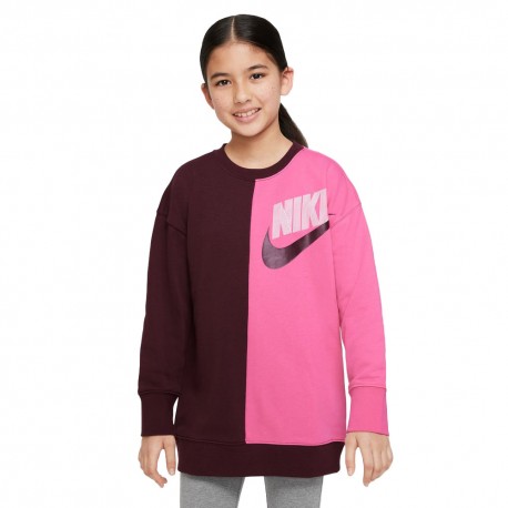 Nike Felpa Palestra Girocollo Logo Bordeaux Bambina