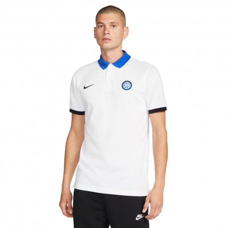 Nike Polo Calcio Inter Crest Bianco Blu Uomo
