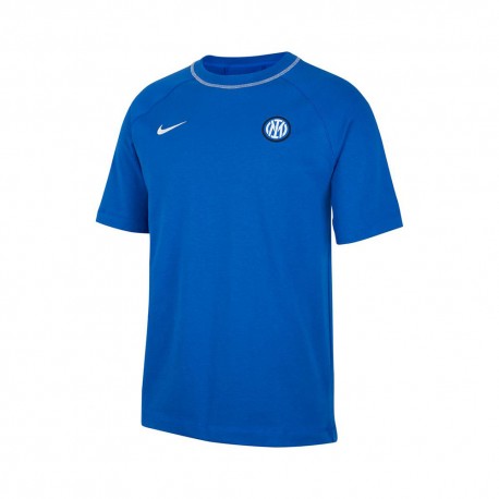 Nike Maglia Maniche Corte Inter Travel Lyon Blu Bianco Uomo