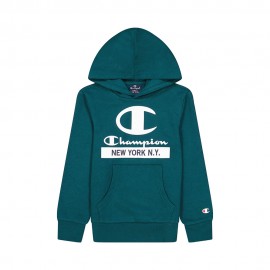 Champion Felpa Palestra Con Cappuccio Logo Verde Bambino