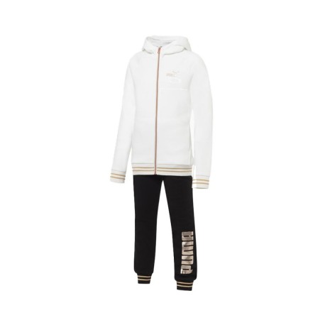 Puma Tuta Sportiva Con Zip E Cappuccio Bianco Nero Bambina Acquista online su Sportland