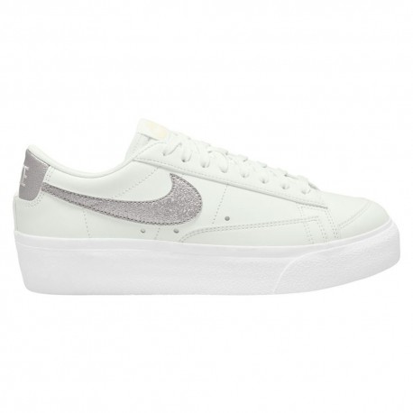 Nike Blazer Low Platform New Bianco Argento - Sneakers Donna