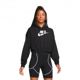 Nike Felpa Crop Top Con Cappuccio Nero Donna