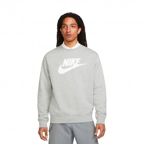 Nike Felpa Girocollo Logo Grigio Uomo