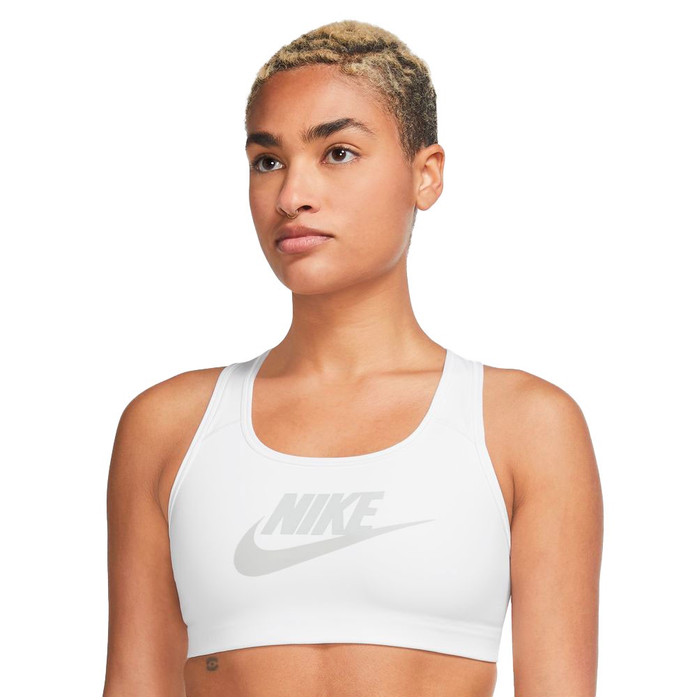 Nike Reggiseno Sportivo Sostegno Medio Logo Bianco Donna M