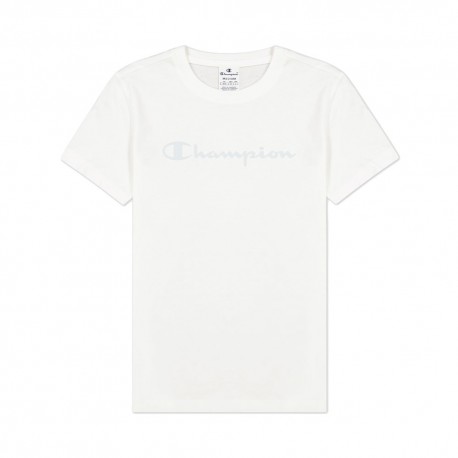 Champion T-Shirt Basica Logo Bianco Donna