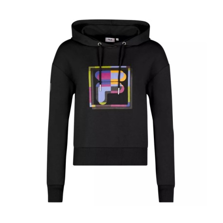 Fila Felpa Con Cappuccio Logo Multicolore Nero Donna