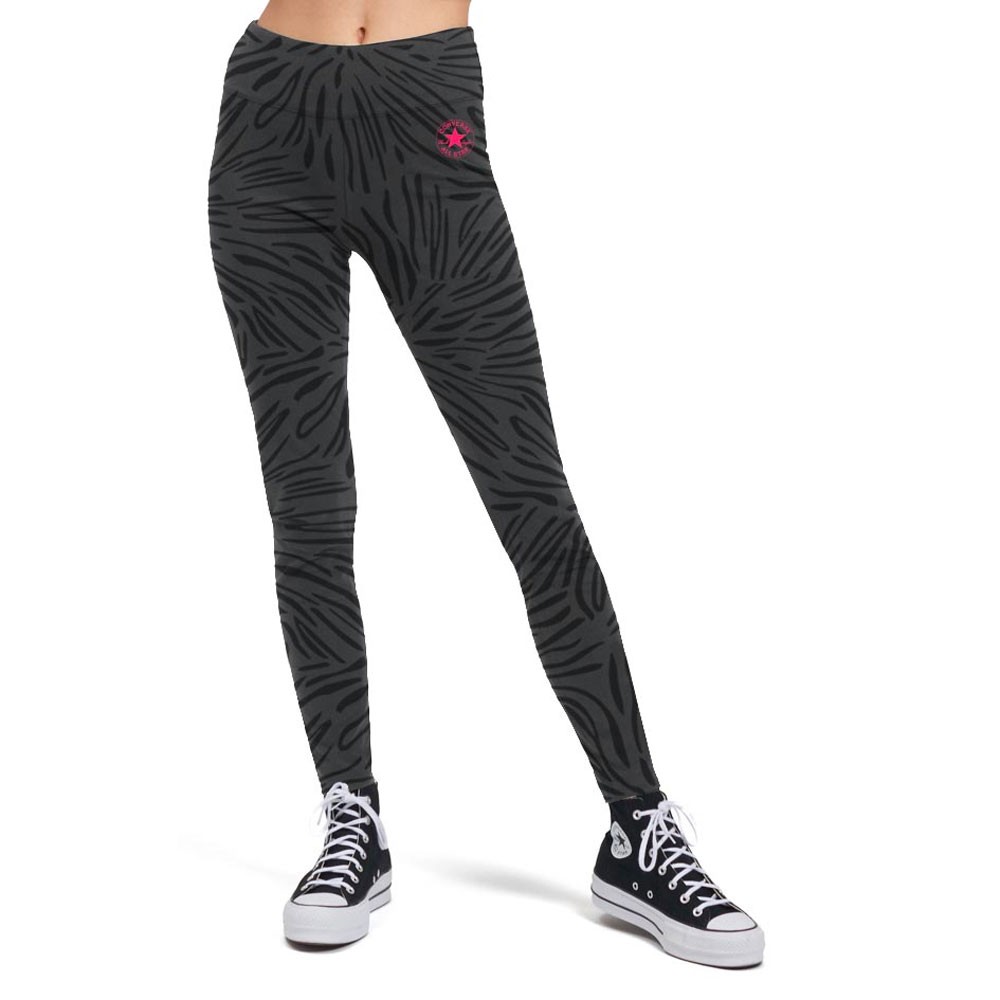 Image of Converse Leggings Animalier Allover Nero Donna XS