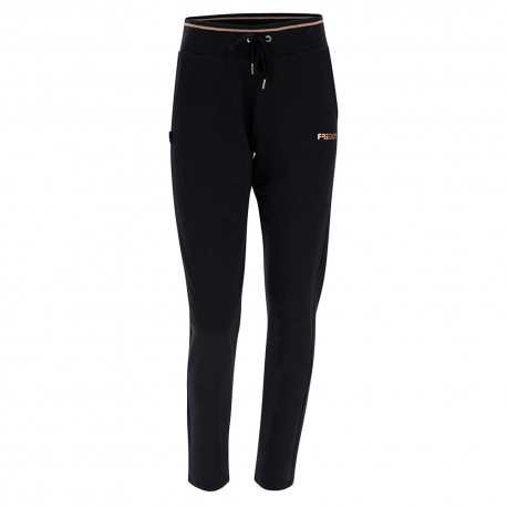 Freddy Pantaloni Con Polsino Nero Bianco Donna
